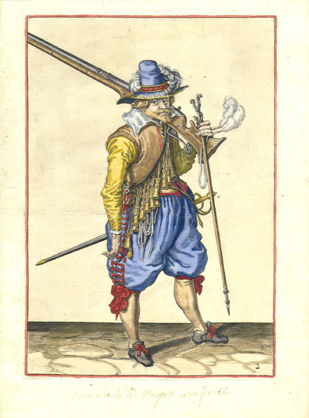 Original 17th Century Hand Colored Military Print 1600s Jacob de Gheyn 6